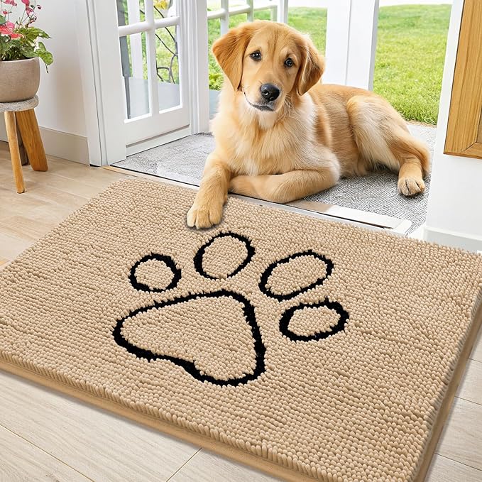 Smiry Dog Door Mat for Muddy Paws, Absorbent Dirt Trapper Non Slip Quick Dry by Smiry