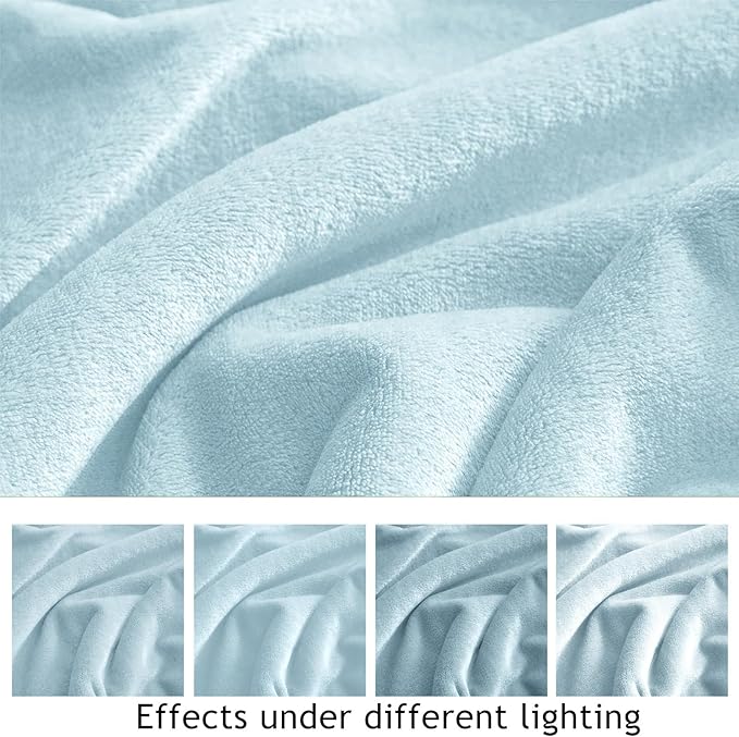KMUSET Fleece Blanket Twin Size Mist Blue Lightweight Super Soft Cozy Fuzzy Bed - Image 6