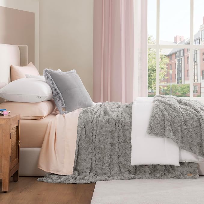 UGG Adalee Faux Fur Full/Queen Blanket, Double-Sided Fluffy Blanket, Cozy - Image 4