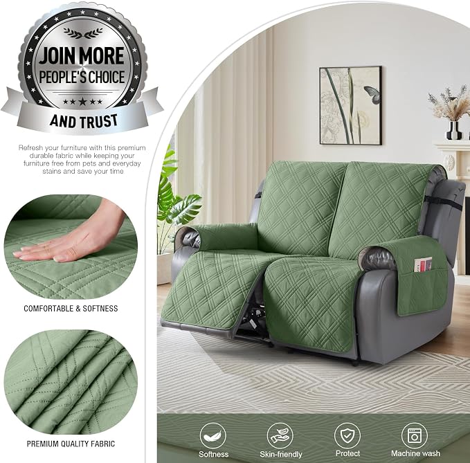 TAOCOCO 100% Waterproof Loveseat Recliner Covers 2 Seater, Split Loveseat Covers - Image 4