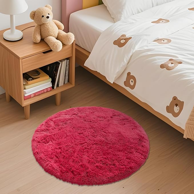 OLANLY Red Round Rugs for Bedroom - Image 3