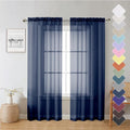 Lecloud Navy Blue Sheer Curtains 72 Inches Long 2 Panels, Light Filtering by Lecloud