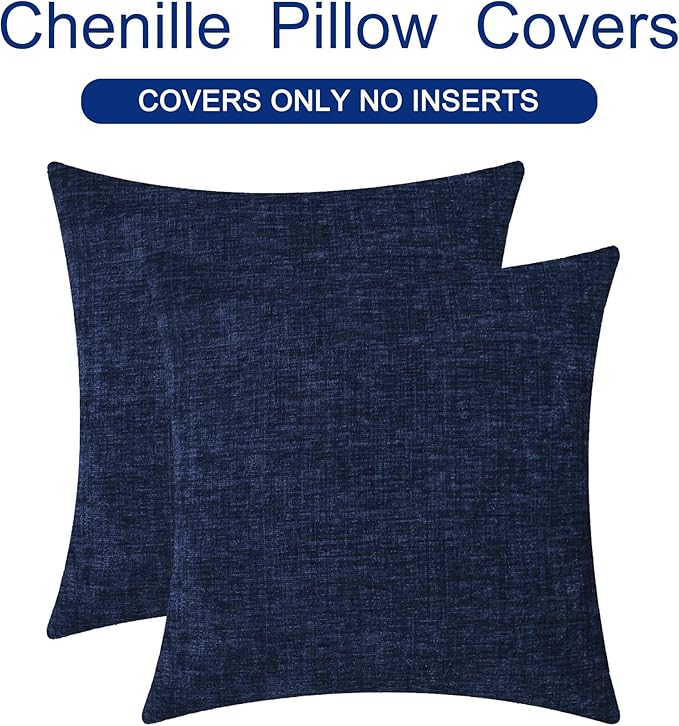 CaliTime Throw Pillow Covers Decorative 26 X 26 Inches Pack of 2 Cozy Chenille - Image 6