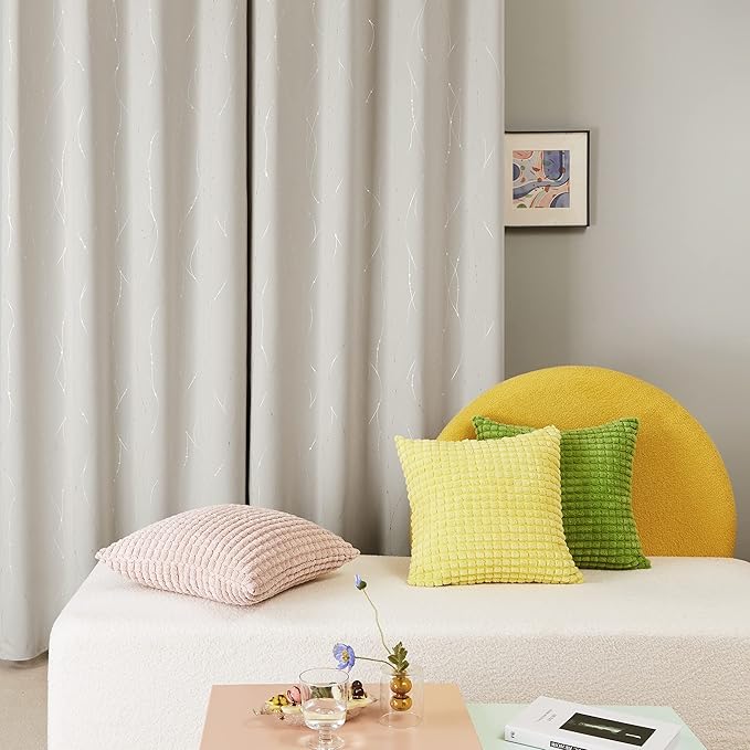 Deconovo Beige Blackout Curtains, Room Darkening Curtain, Thermal Insulated - Image 4