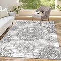 HEBE Washable Area Rug 5'x7' Non Slip Soft Distressed Medallion Bedroom & by HEBE