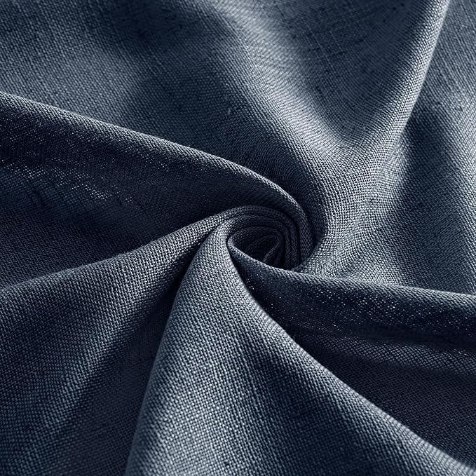 MIULEE Navy Blue Linen Curtains 108 Inch Length 2 Panels - Image 8