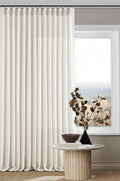 Natural Pinch Pleated 132 Inch Linen Curtains 2 Panels Set 40x132 | Extra Long by Twodrapes