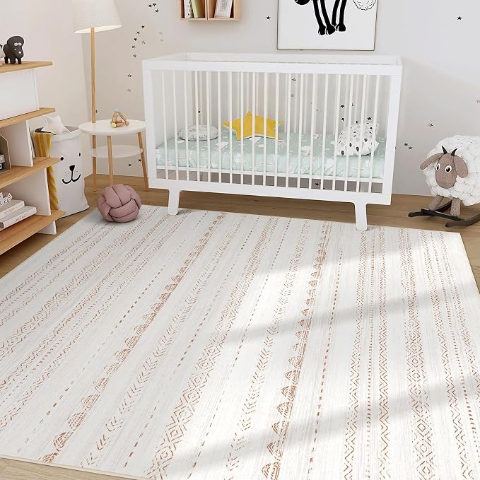 Nakagishi Area Rug Living Room Rugs: 3x5 Soft Machine Washable Boho Neutral - Image 6
