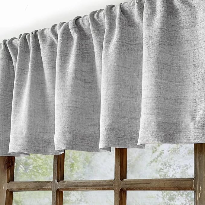 2 Pack Faux Linen Valance for Windows Kitchen Living Room Valances Rod Pocket - Image 6