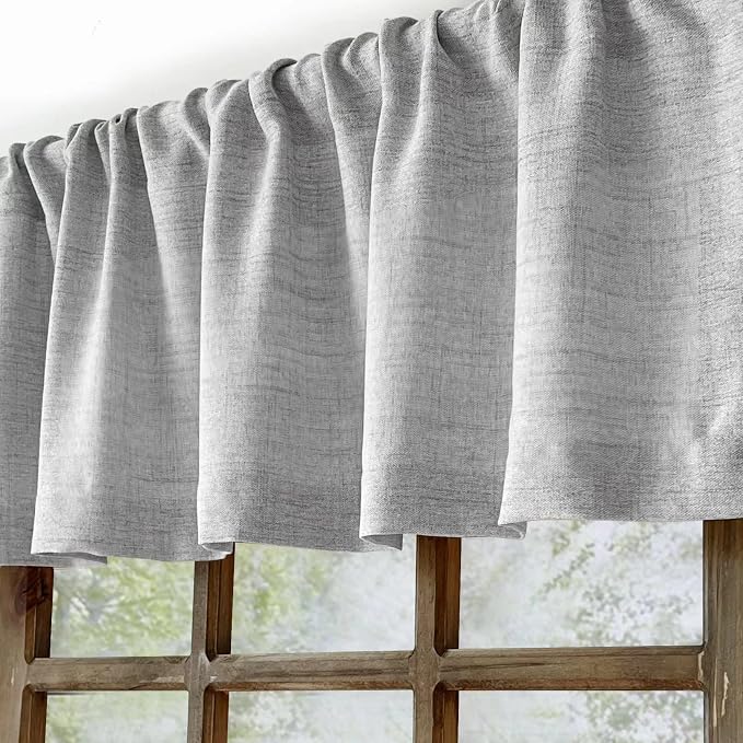 Faux Linen Valance for Windows Kitchen Living Room Valances Rod Pocket - Image 6
