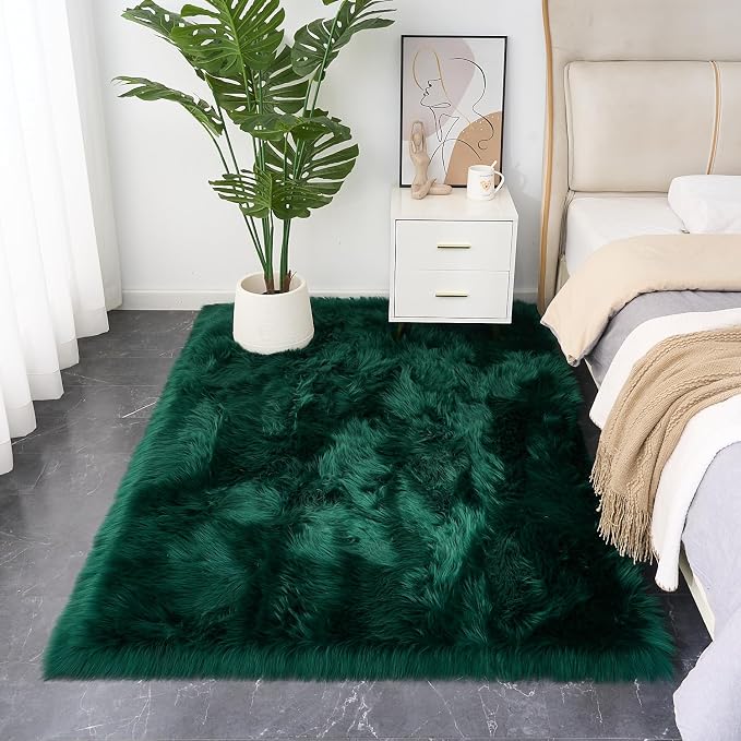 EasyJoy Ultra Soft Fluffy Shaggy Area Rug Faux Fur Rug Chair Cover Seat Pad - Image 6