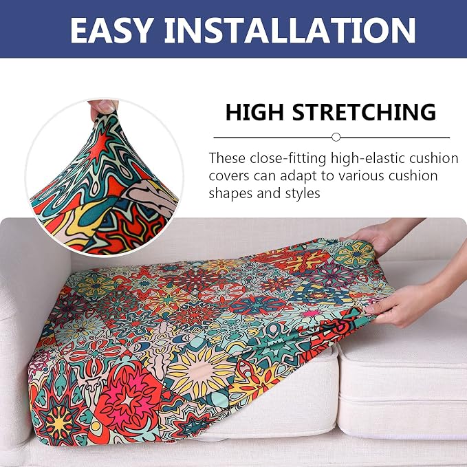 hyha Printed Couch Cushion Covers, Floral Sofa Covers Washable - Image 4