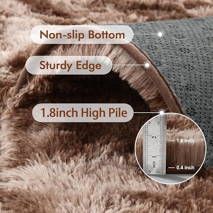 6x9 Ft Large Shag Brown Area Rug - Image 5
