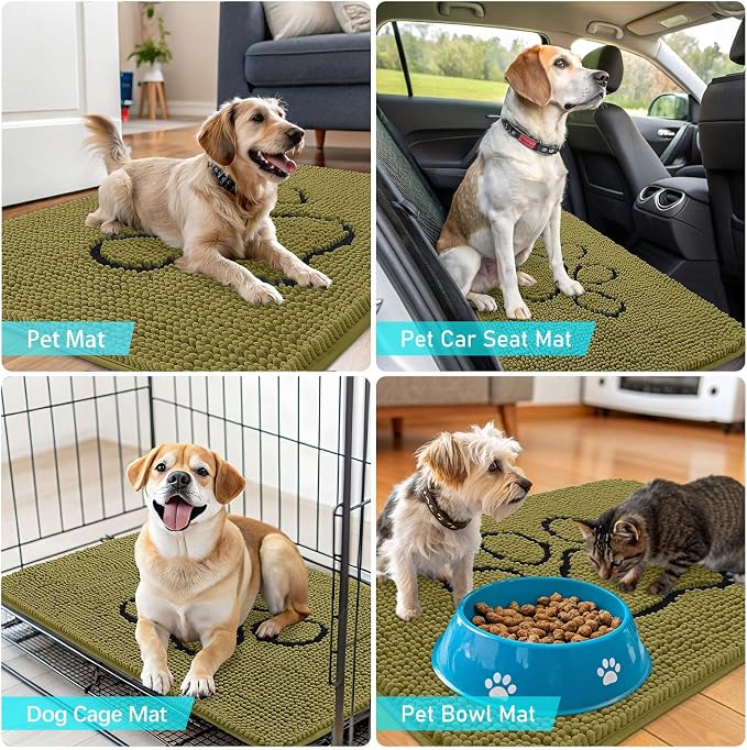 OLANLY Dog Door Mat for Muddy Paws 48x30, Paw Print Design, Absorbs Moisture - Image 7