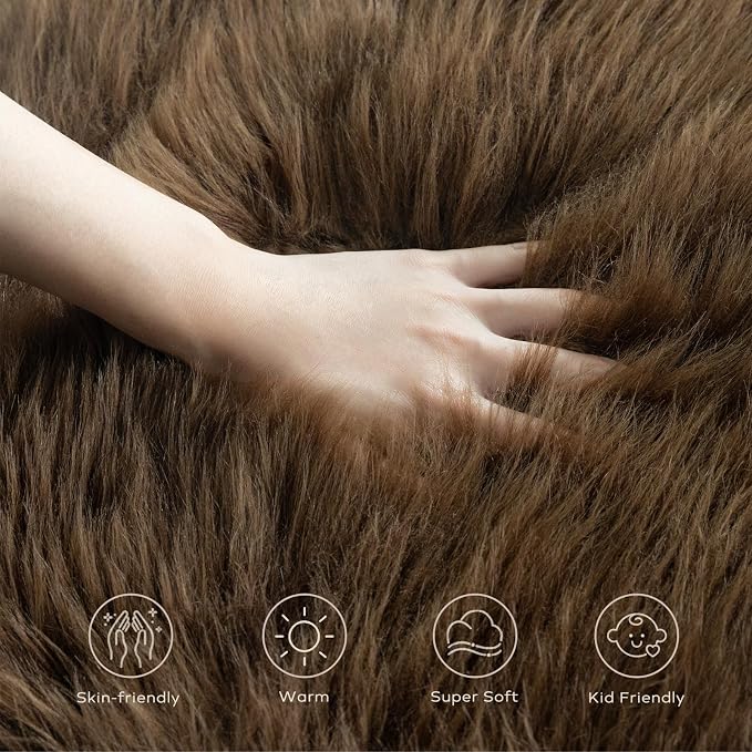 Ashler Faux Fur Rug, Fluffy Shaggy Area Rug Ultra Soft 2 x 6 Feet Sheepskin Fur - Image 6