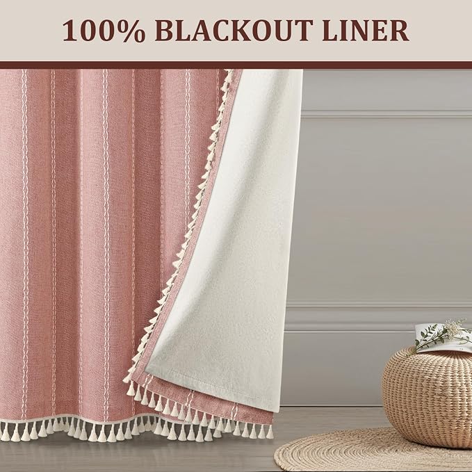Coral Curtains Boho Blackout Curtains 2 Panels 84 Inch - Image 6