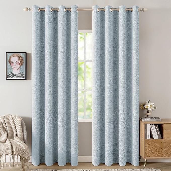 MIULEE Linen Textured Curtains Solid 100% Blackout by MIULEE