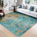 Washable Area Rugs Square 8ft Non-Slip Modern Abstract Soft by RELEANY