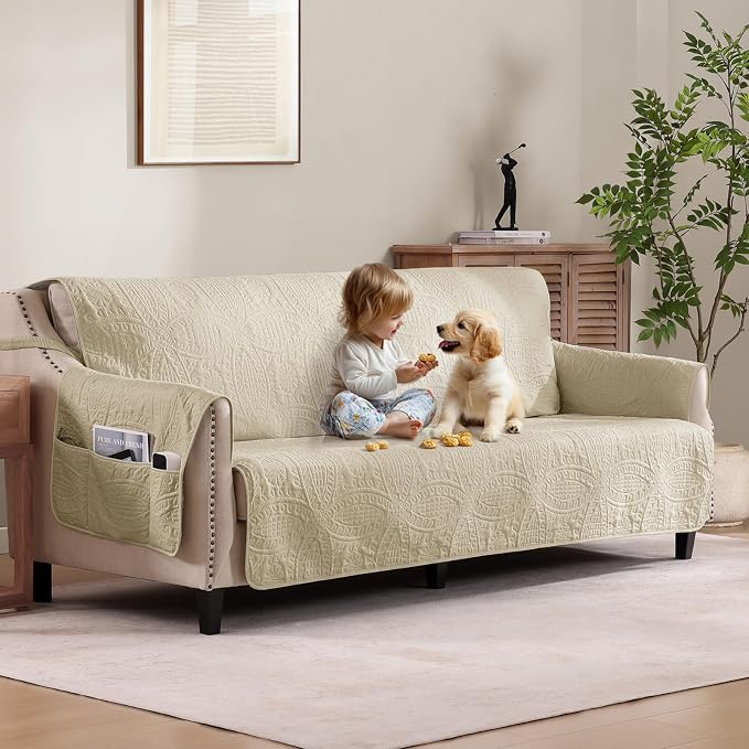 Quilted Grand Sofa Covers Washable, Couch Cover by Pamhaven