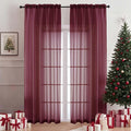 OVZME Burgundy Bedroom Curtains 2 Panel Sets 90 Inch Length, 59 Inch Extra Wide by OVZME