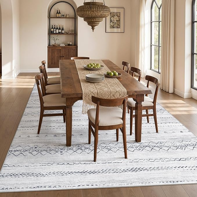 cotiled Boho 7x9 Area Rug for Living Room: Large Moroccan Washable Rug | Stain - Image 7