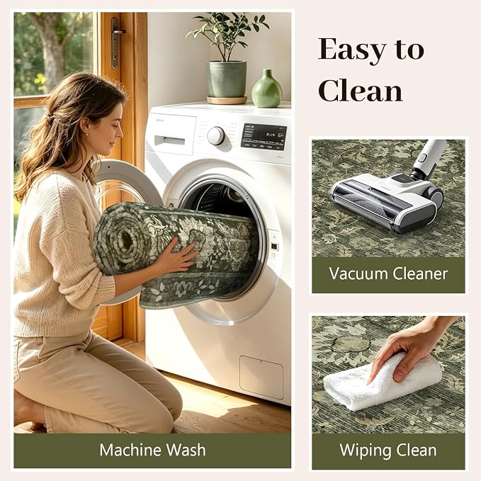 5x7 Ft Area Rugs for Living Room, Soft Non-Slip Machine Washable Rug, Vintage - Image 9