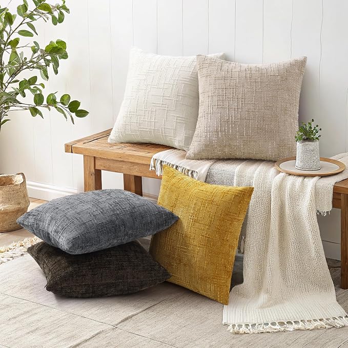 decorUhome Dark Brown Chenille Throw Pillow Covers 16x16 Set of 2 Textured Soft - Image 6