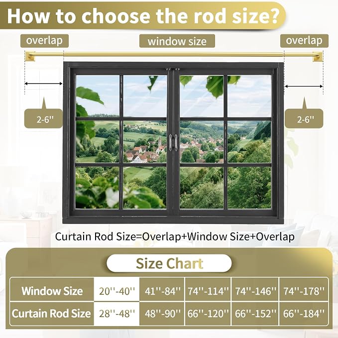 Gold Curtain Rods for Windows 28-48Inch Heavy Duty French Return Rod, Wrap - Image 9