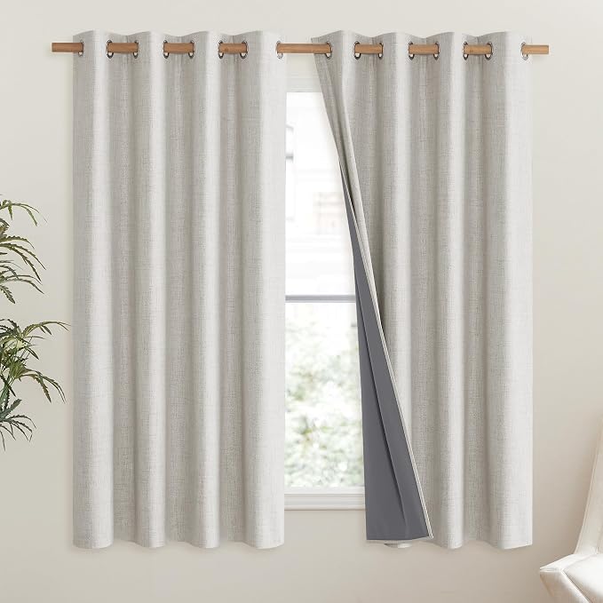 NICETOWN Snowbound Vintage Linen 100% Blackout Curtains - Image 2