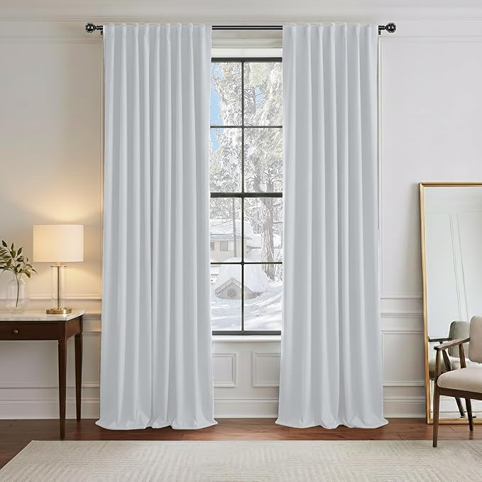 PONY DANCE 60% Light Blocking Curtains 96 inch Long, Room Darkening Curtains by PONYDANCE