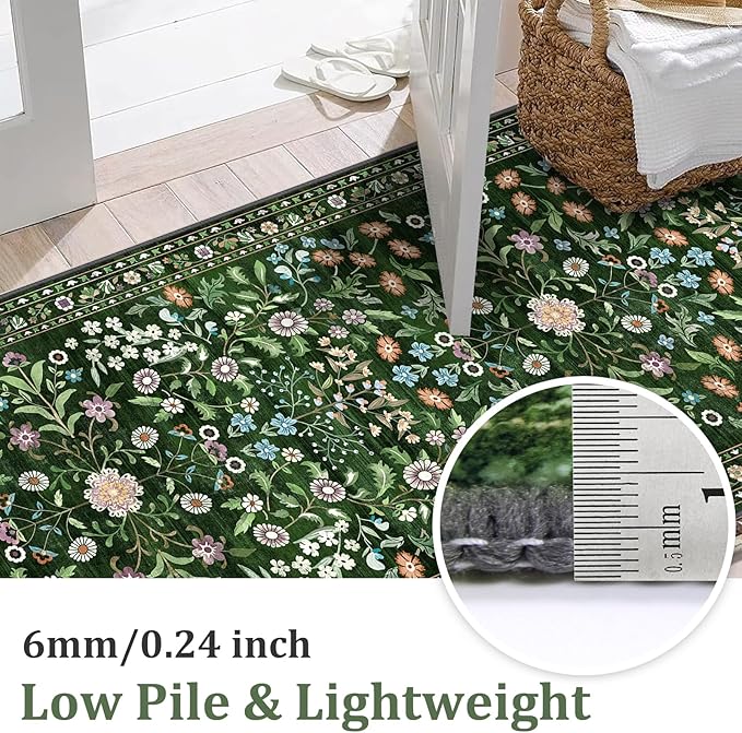 Yamaziot Washable Runner Rug 2x8 – Boho Non Slip Floral Hallway Runner Rug - Image 4