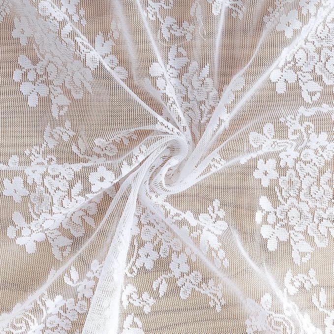 YJ YANJUN Vintage Lace Curtains 84 Inches Long 2 Panels-Victorian Floral Old - Image 5