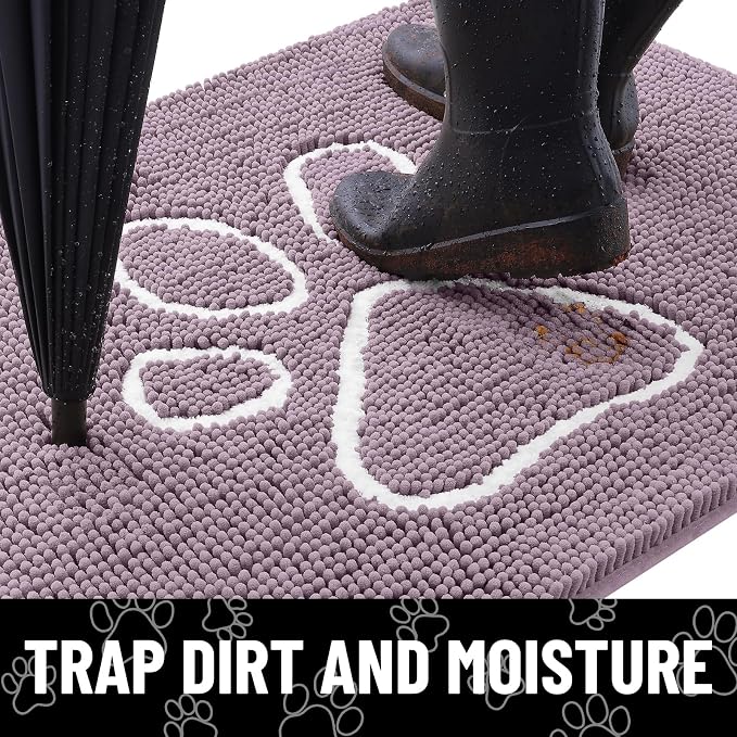 Smiry Dog Door Mat for Muddy Paws, Absorbent Dirt Trapper Non Slip Quick Dry - Image 2