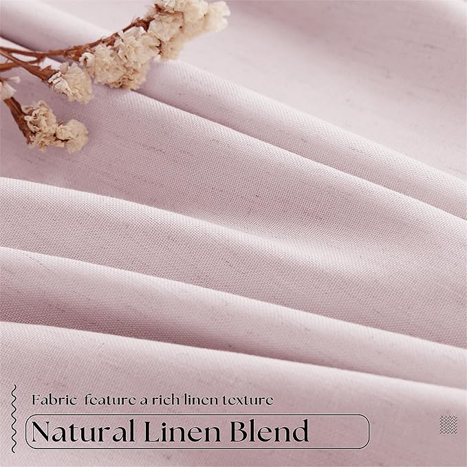 Light Pink 63 Inch Length Blackout Pinch Pleated Linen Curtains - Image 5