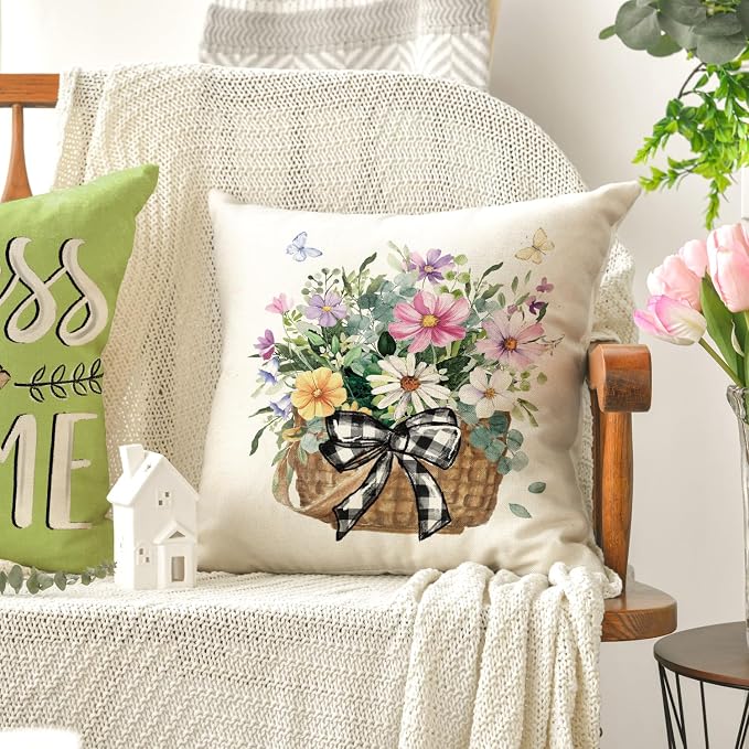 AVOIN colorlife Bless Our Home Eucalyptus Leaves Throw Pillow Covers, 18 x 18 - Image 5