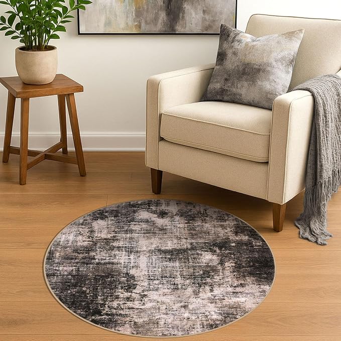 IOHOUZE Round Area Rug 3 Ft Circle Entryway Rugs Round Washable Door Mat Indoor - Image 2