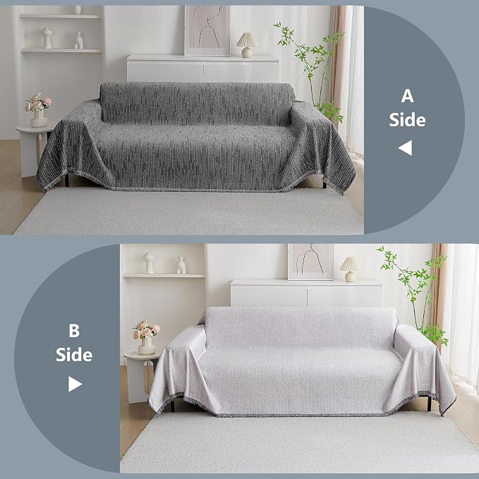 MYSKY HOME Couch Covers for Sofa, Dog Couch Cover Protector, Dark Grey Lines - Image 7