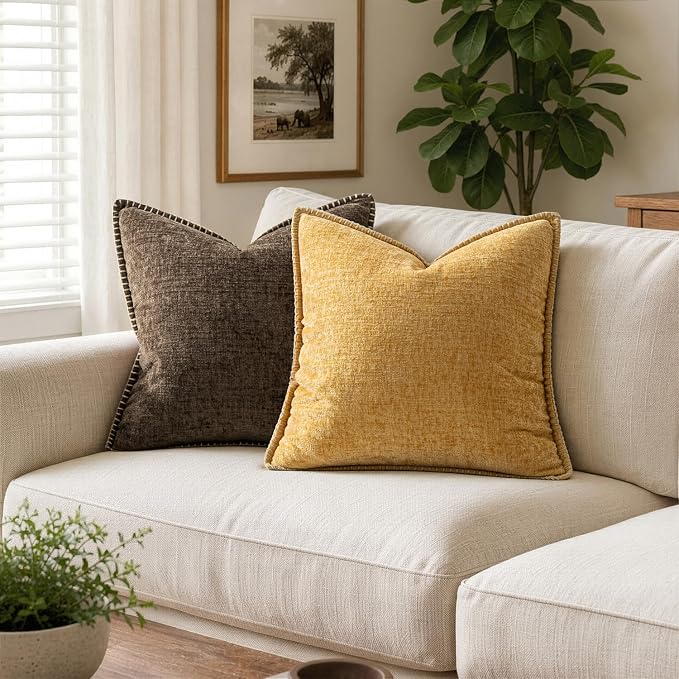 MIULEE Decorative Euro Sham Pillow Covers 24x24 Inch Gold 2 Pack | Mustard - Image 4