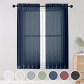 OWENIE Blue Sheer Curtains, Sheer Curtains 63 inch Length 2 Panels Set by OWENIE