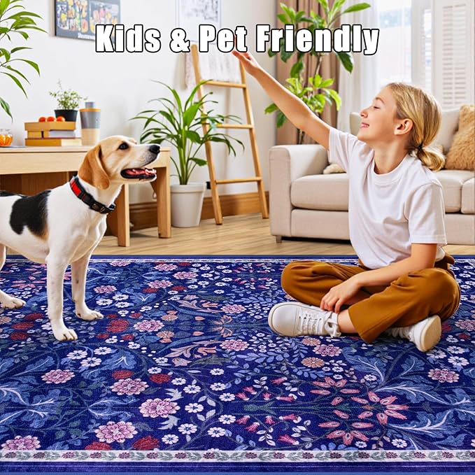 6x9 Area Rugs for Living Room: Floral Washable Rug Vintage Large Soft Boho - Image 8