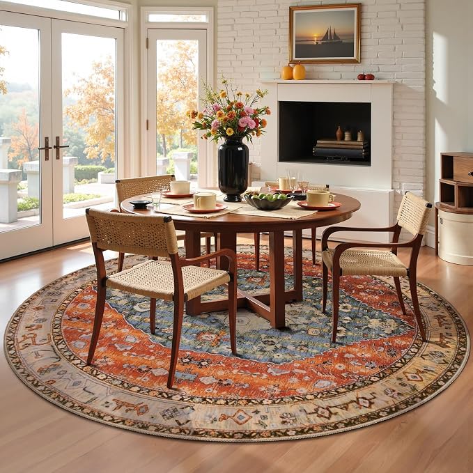 SERISSA Boho Round Area Rug, 6ft Washable Non-Slip Circle Rug, Ultra Soft - Image 2