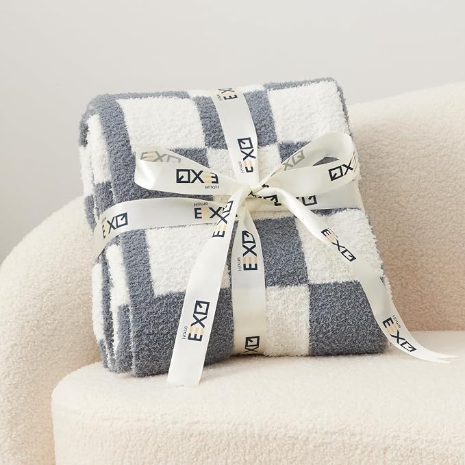 EXQ Home Checkered Throw Blanket, Knitted Blanket - Image 4