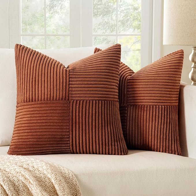 MIULEE Dark Rust Decorative Throw Pillow Covers 20x20 Inch by MIULEE