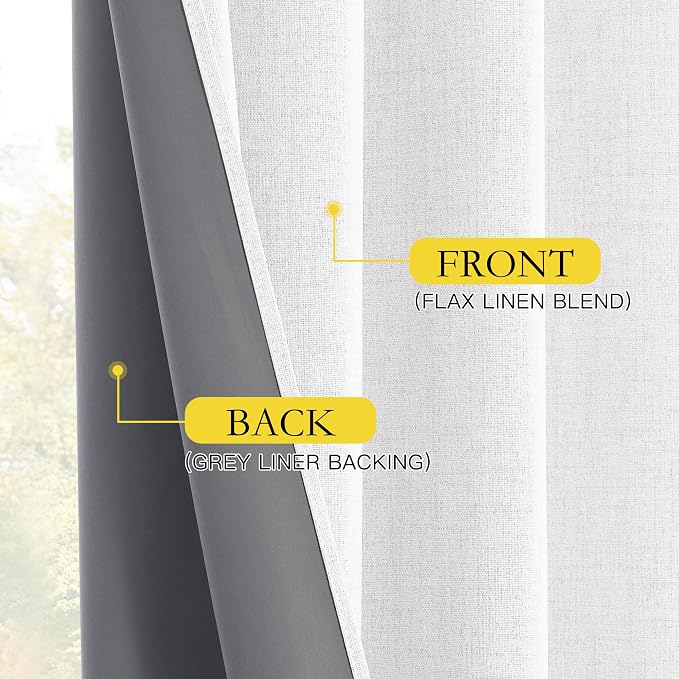 NICETOWN Full Blackout Linen Curtains 102" Length - Image 8