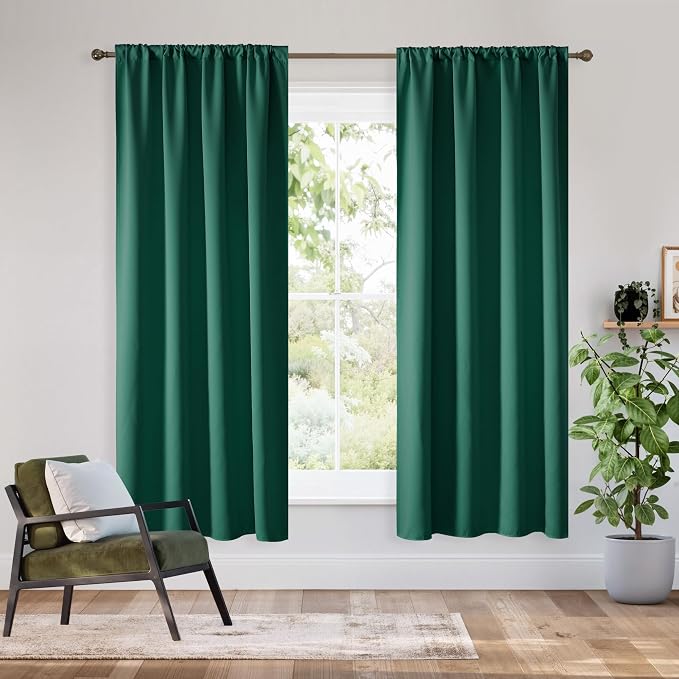 RYB HOME Bedroom Blackout Curtains 63 inches Long, 100% Blackout Thermal by RYBHOME