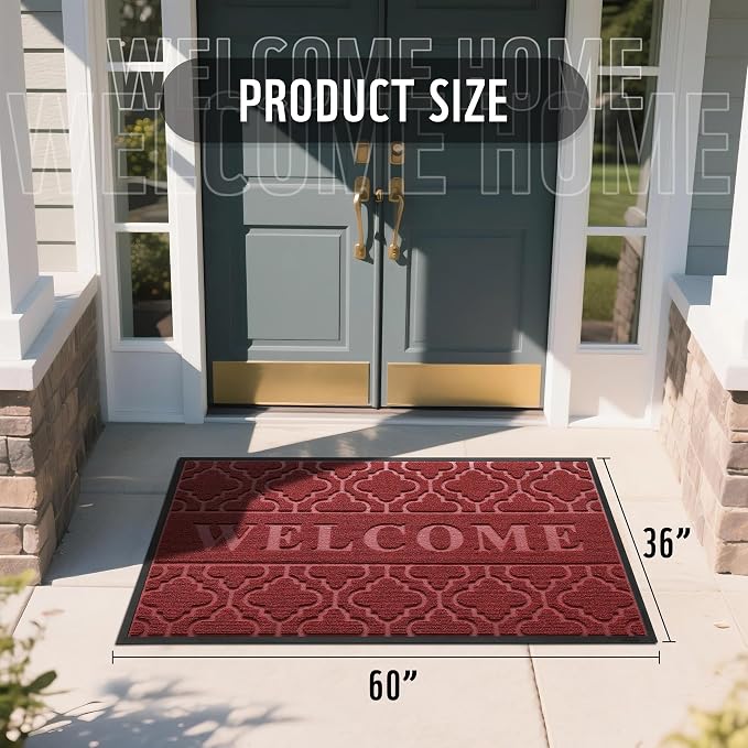 Yimobra Welcome Mat Outdoor Indoor, All-Season Waterproof Front Door Mat - Image 2