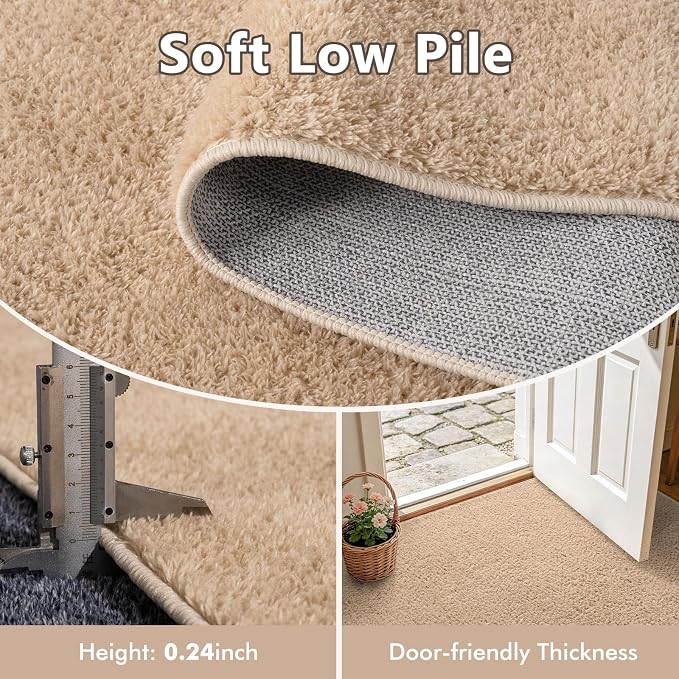 2x8 Beige Solid Runner Rug Washable Non-Slip - Image 4