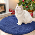 OLANLY Navy Blue Round Rugs for Bedroom by OLANLY