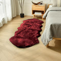 duduta Burgundy Faux Sheepskin Runner Rug 2x6 ft, Fluffy Shag Bedroom Dorm Rug by duduta