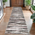 Lansny Modern Abstract Hallway Runner Rug, Dark Light Brown White Washable by lansny